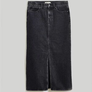 Madewell Black Straight-Leg Jeans Skirt with Front Slit